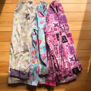 3 breast cancer awareness printed scrub jackets